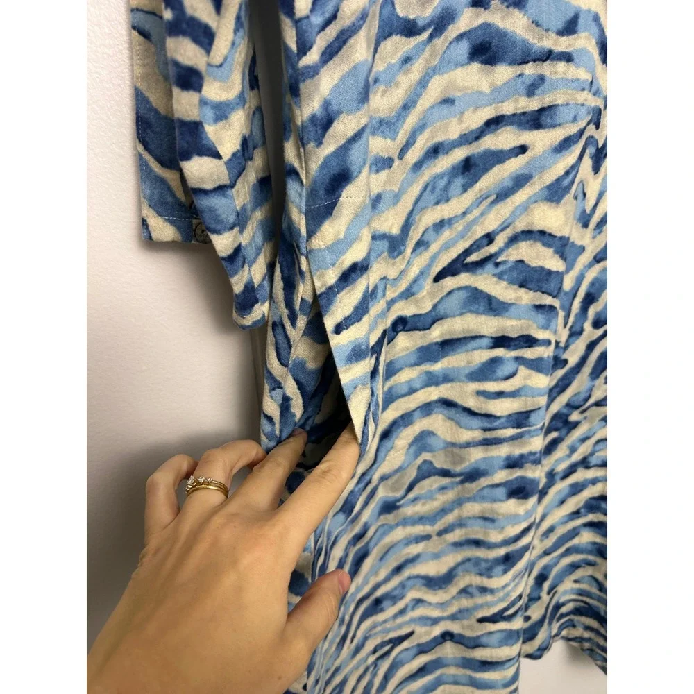 Soft Surroundings Mercado Gauze A-line dress Women's S Blue White Zebra Cotton - Picture 7 of 10